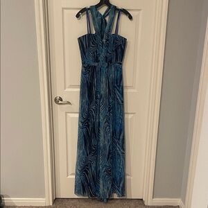 BCBGMaxAzria Blue and Black Maxi Dress